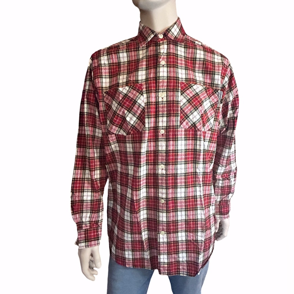 Carhartt Shirt Red Buffalo Plaid Long Sleeve Collared Coastal Cowboy 100% Cotton